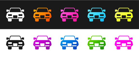 Set Car icon isolated on black and white background. Vector.