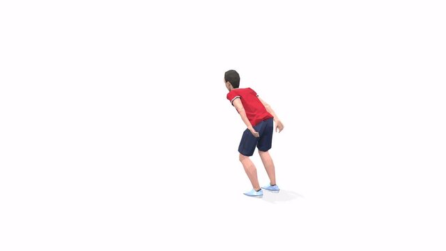 
Man exercise animation 3d model on a white background in the yellow t-shirt. Low Poly Style
Turntable camera view.