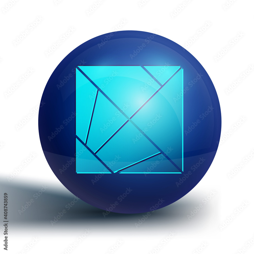 Poster blue rubik cube icon isolated on white background. mechanical puzzle toy. rubik's cube 3d combinatio