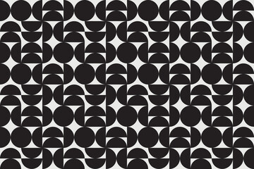 Black and White Half Shape Geometry Pattern