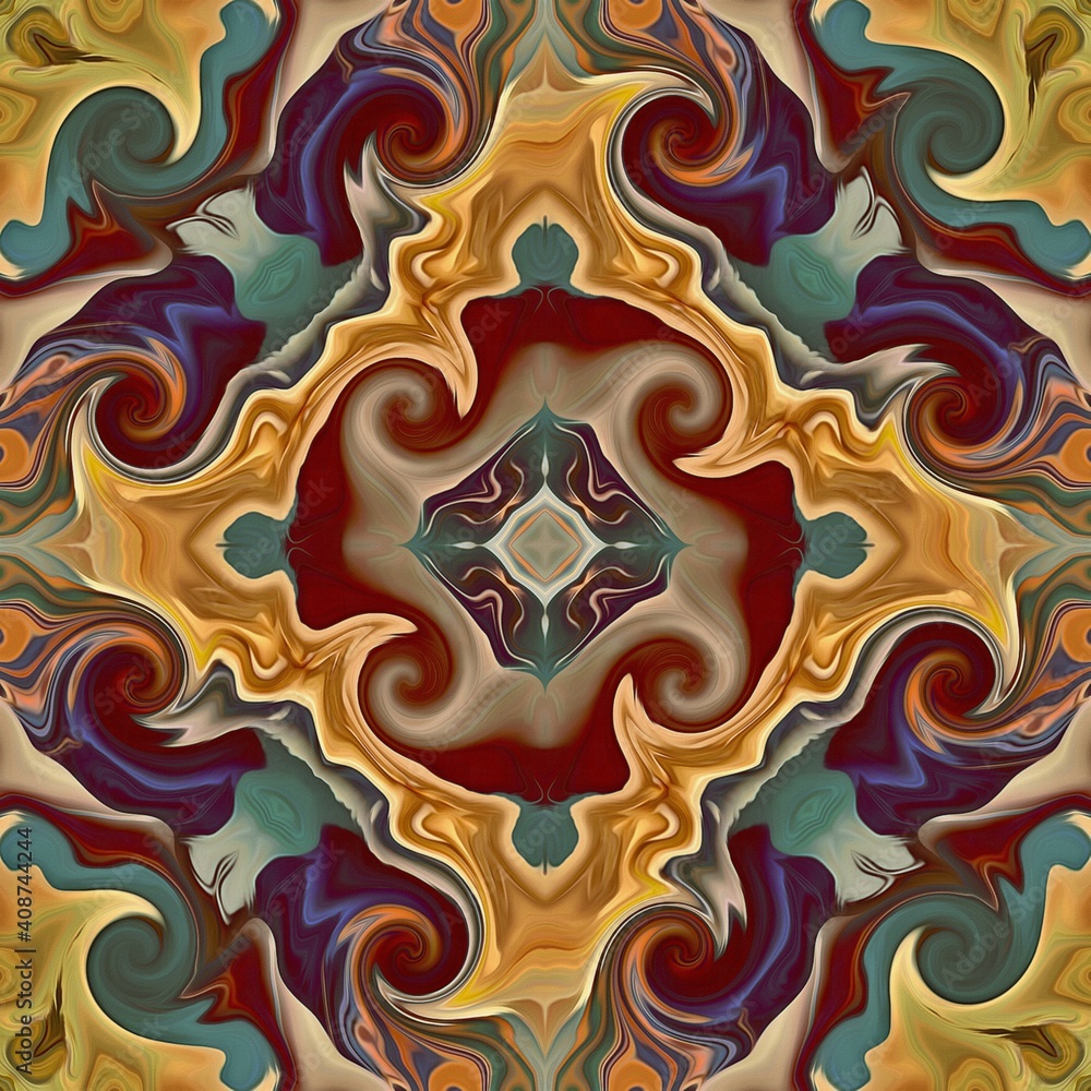 Poster abstract decorative multicolor texture kaleidoscopic pattern computer generated fractal design.