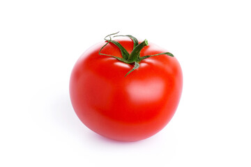 Red ripe tomato isolated on white background