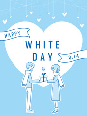 whiteday　ホワイトデー　ハート　バナー　POP　縦長