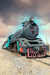 Fototapeta na wymiar Train wagons in the desert