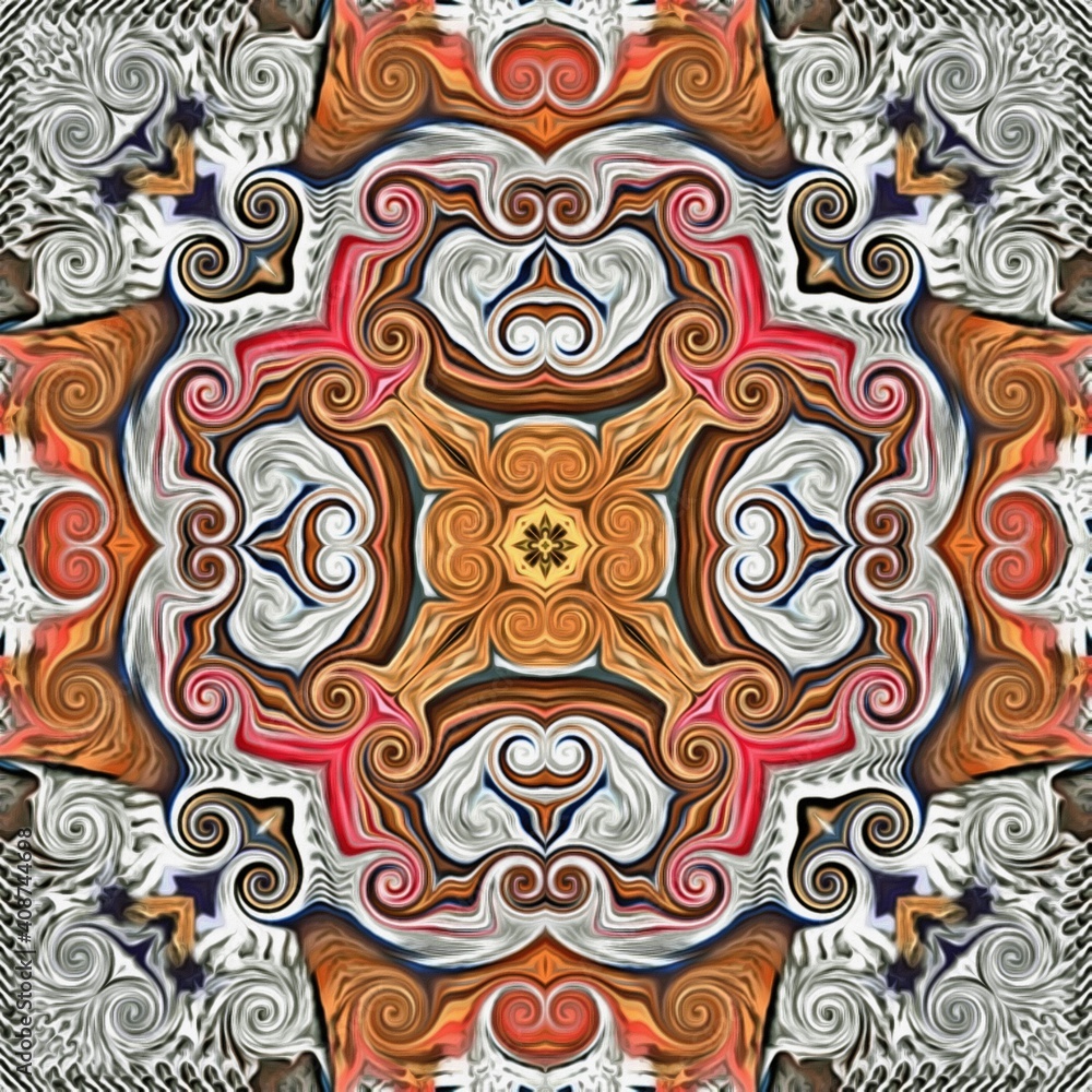 Poster abstract decorative multicolor texture kaleidoscopic pattern computer generated fractal design.
