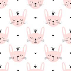 cute seamless bunny princess pattern, vector illustration