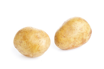 Raw potatoes isolated on white background