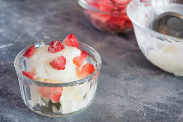 Ice cream yogurt with strawberry