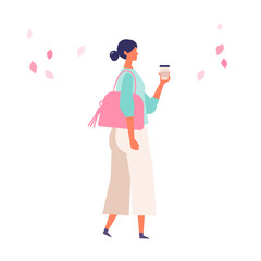 People performing spring outdoor activities.