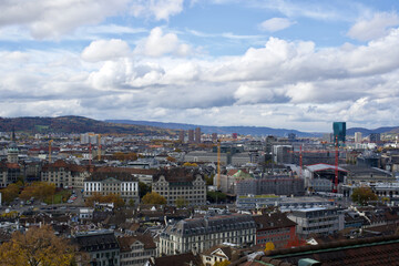 Overview city of Zurich, Switzerland. Photo taken October 27th, 2020.