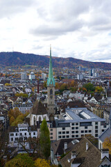 Obraz premium Overview city of Zurich, Switzerland. Photo taken October 27th, 2020.