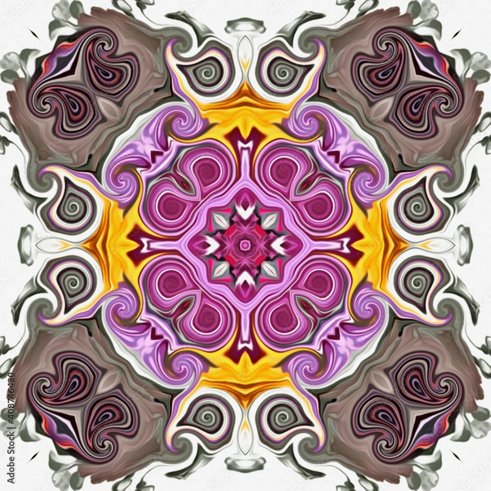Leinwandbilder abstract decorative multicolor texture kaleidoscopic pattern computer generated fractal design.
