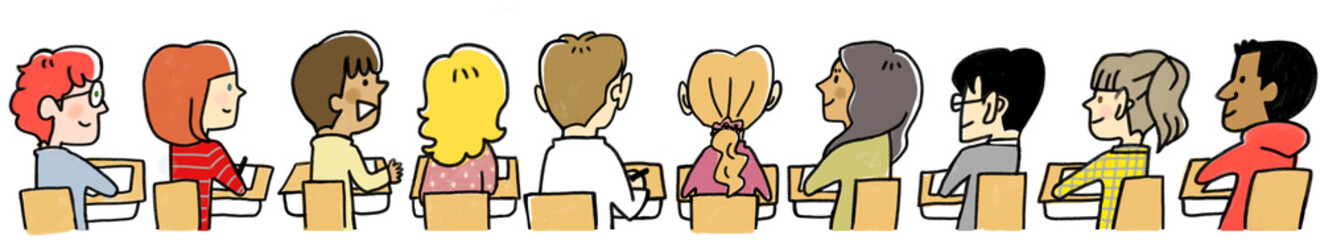 講義を受ける聴講生の後ろ姿