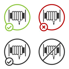 Obraz premium Black Fire hose reel icon isolated on white background. Circle button. Vector.