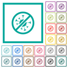 No covid flat color icons in circle shape outlines