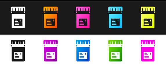 Set Biologically active additives icon isolated on black and white background. Vector.
