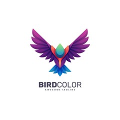 Obraz premium Vector Logo Illustration Bird Gradient Colorful Style.