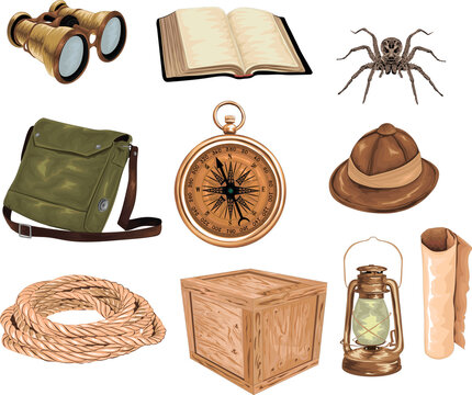 Indiana jones icons - high detailed vector icons  isolated on white 