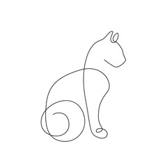 Cat Sitting Continuous Line Drawing. Cat Modern Contour Drawing. Continuous One Single Line Drawing Pet Portrait. Vector EPS 10.	