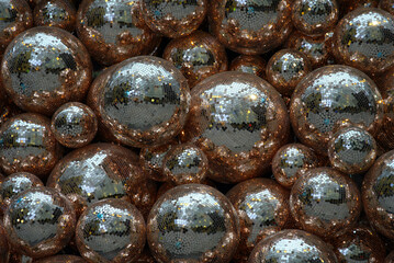 Close up of a Christmas tree made of disco lights.