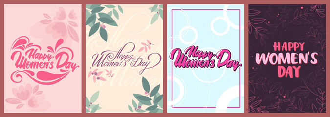 Collection of Women's day cards. Beautiful holiday posters.