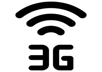 3g icon. 3G network wireless systems and internet. Communication network. 3rd generation network logotype or telecommunication standard concept. Vector on transparent background.
