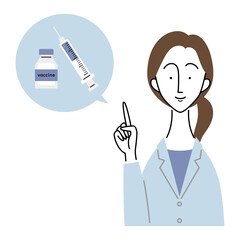 予防接種について説明する女性医師