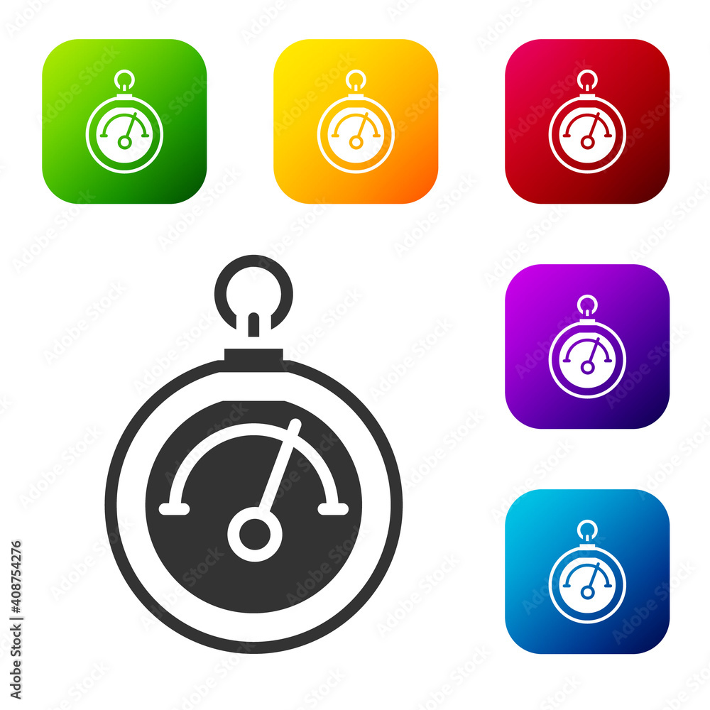 Poster black barometer icon isolated on white background. set icons in color square buttons. vector.