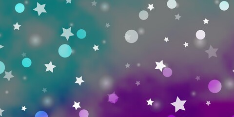 Light Pink, Blue vector pattern with circles, stars.