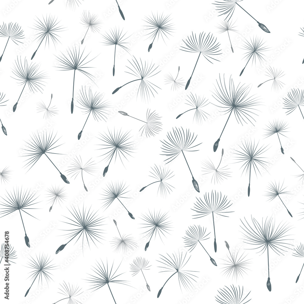 Poster fashion vector pattern with dandelions seeds
