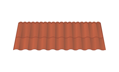 Tile roof isolated on white background. Roof for old houses. Cartoon style. Vector illustration.