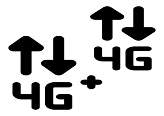 4G icon network coverage area simple flat style symbol.
