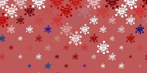 Light Blue, Red vector pattern with coronavirus elements.