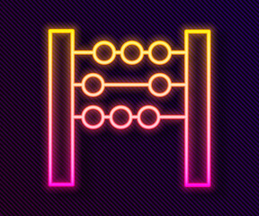 Glowing neon line Abacus icon isolated on black background. Traditional counting frame. Education sign. Mathematics school. Vector Illustration.