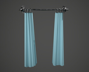 Curtains Isolated. 3D rendering on white