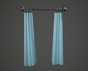 Curtains Isolated. 3D rendering on white