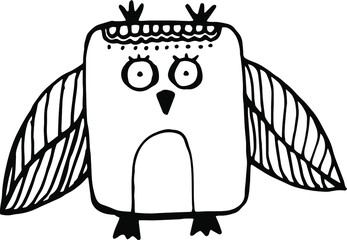 owl character simple doodle vector