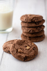 chocolate chip cookies and milk