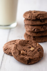 chocolate chip cookies and milk