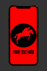 Black and Red Simple Flat Minimalist Horse Rider Logo