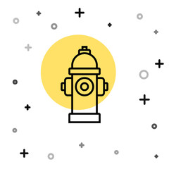 Black line Fire hydrant icon isolated on white background. Random dynamic shapes. Vector.