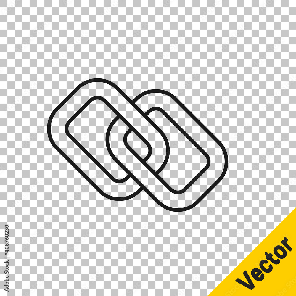 Poster black line chain link icon isolated on transparent background. link single. hyperlink chain symbol. 
