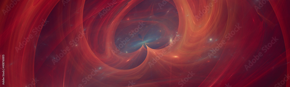 Wall mural red waves in space background