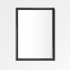Realistic black frame for paintings or photographs. Vector illustration.
