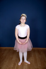 Balerina dancer girl on blue background © erika8213