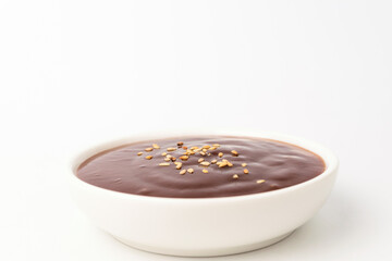 Pork cutlet sauce on a white background