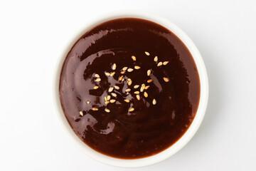 Pork cutlet sauce on a white background