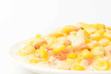 Corn salad on white background