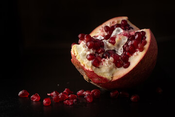 Pomegranate on a dark background