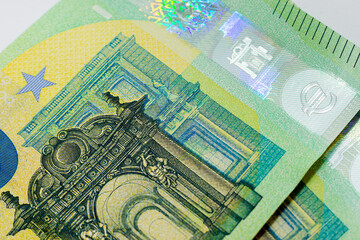 One hundred Euro bill in front side.Closeup.